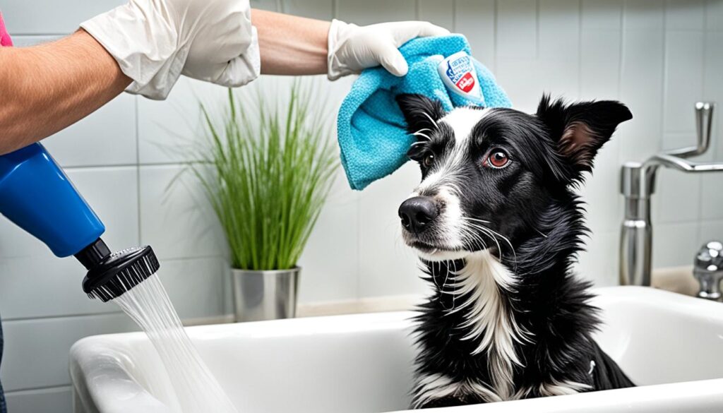 bathing techniques for de-skunking dogs